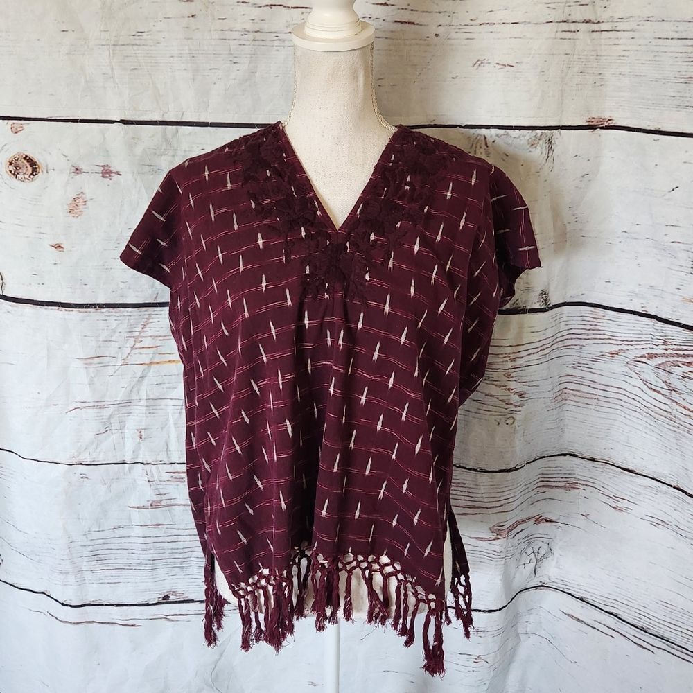 Nili Lotan‎ Embroidered Fringe Boho Top Size XS